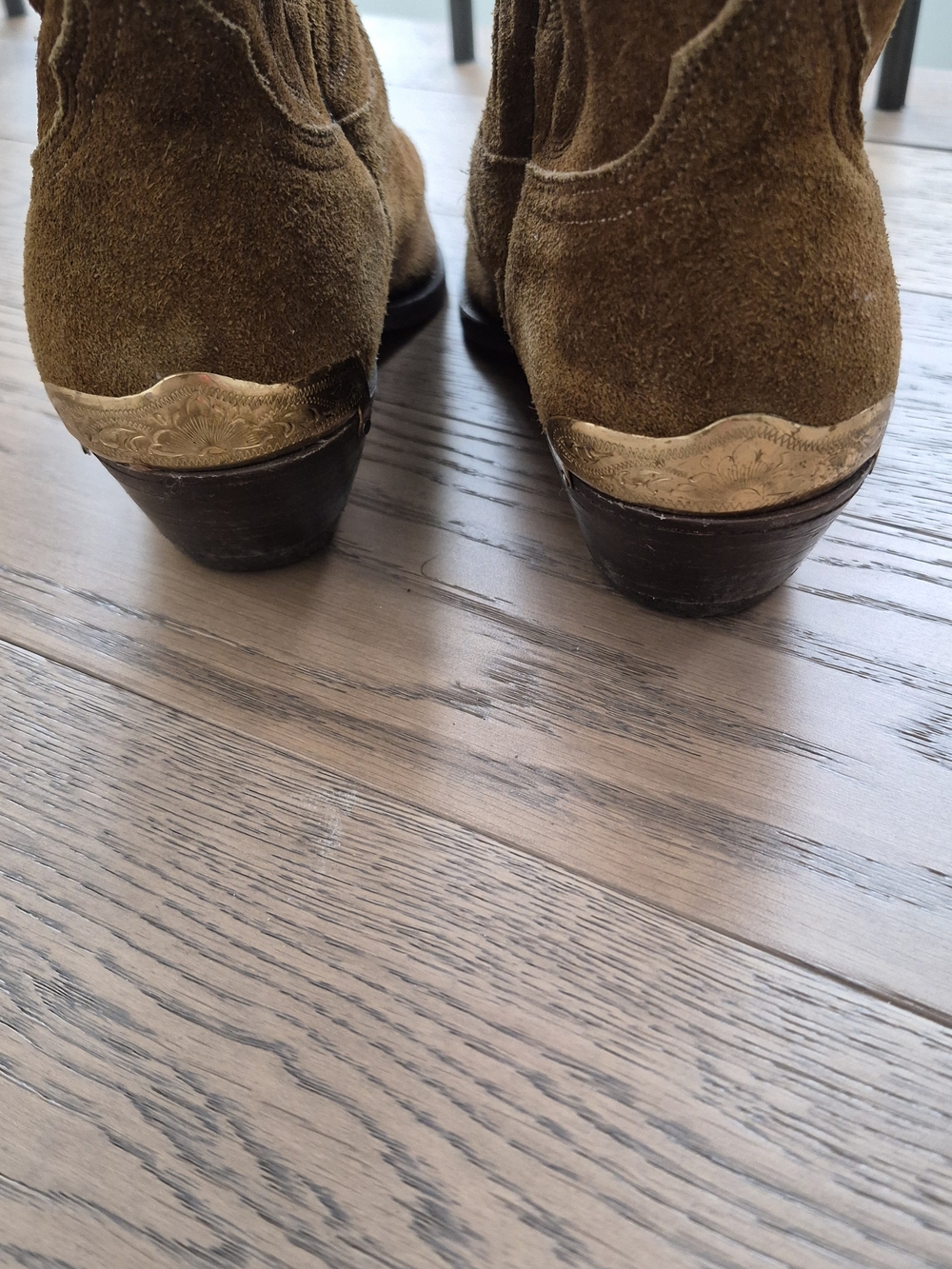 Women's Tan Suede Western Heeled Boots - Picture 7 of 8